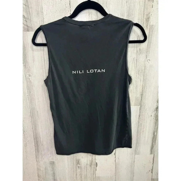 Nili Lotan Women's Black Graphic Muscle Tee "Wish You Were‎ Here" Size S - Picture 7 of 8